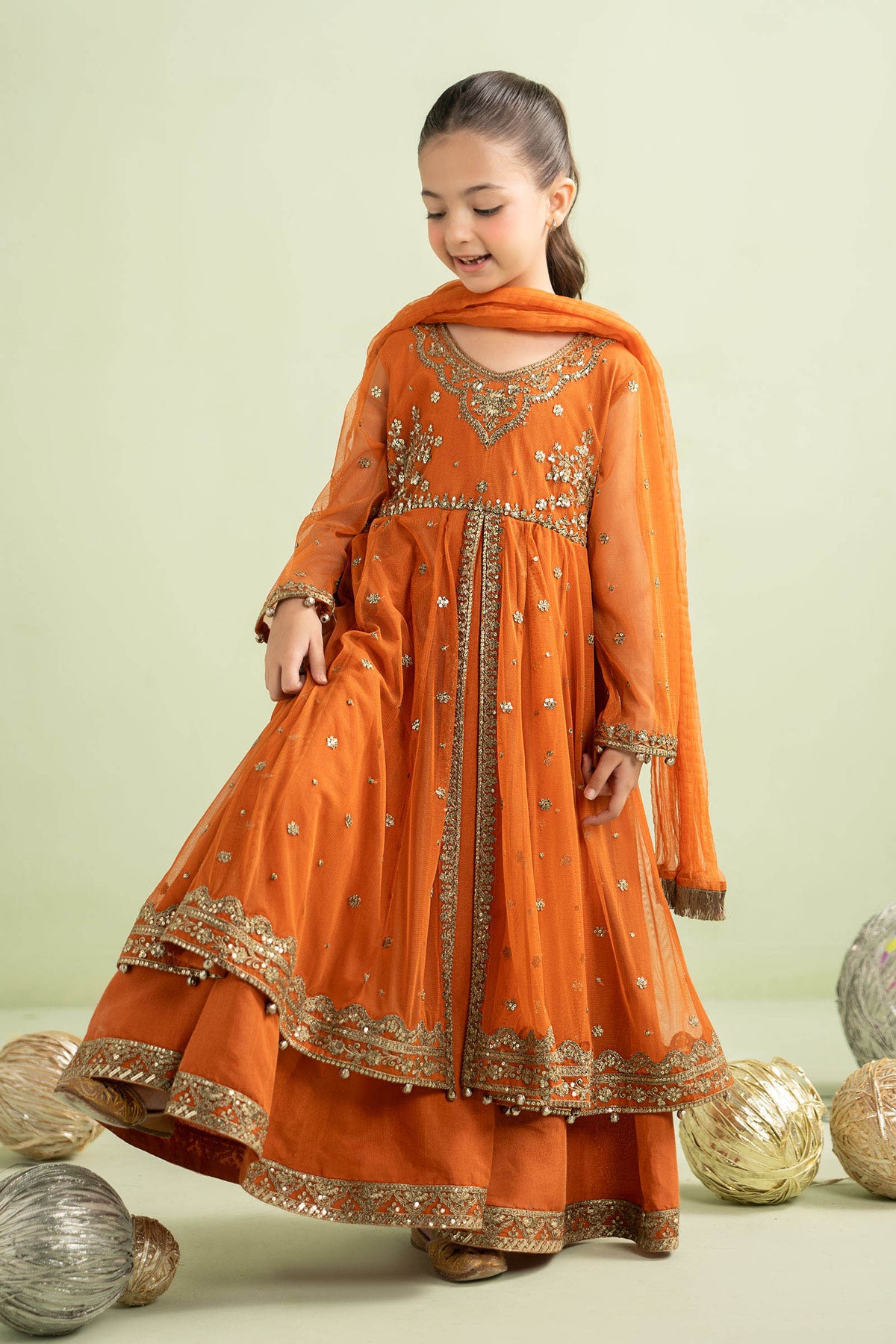 3 Piece Embroidered Net Suit - Kids Clothes - available at Maria Faisal in UK and USA