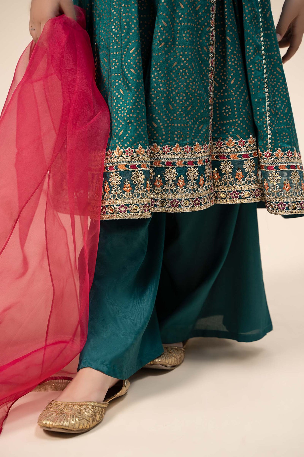 Maria B | 3 Piece Embroidered Raw Silk Suit | MKS-W24-29 by Maria Faisal - Registered Vendor of : Maria B - type : Kids Clothes - 100% original wedding dresses