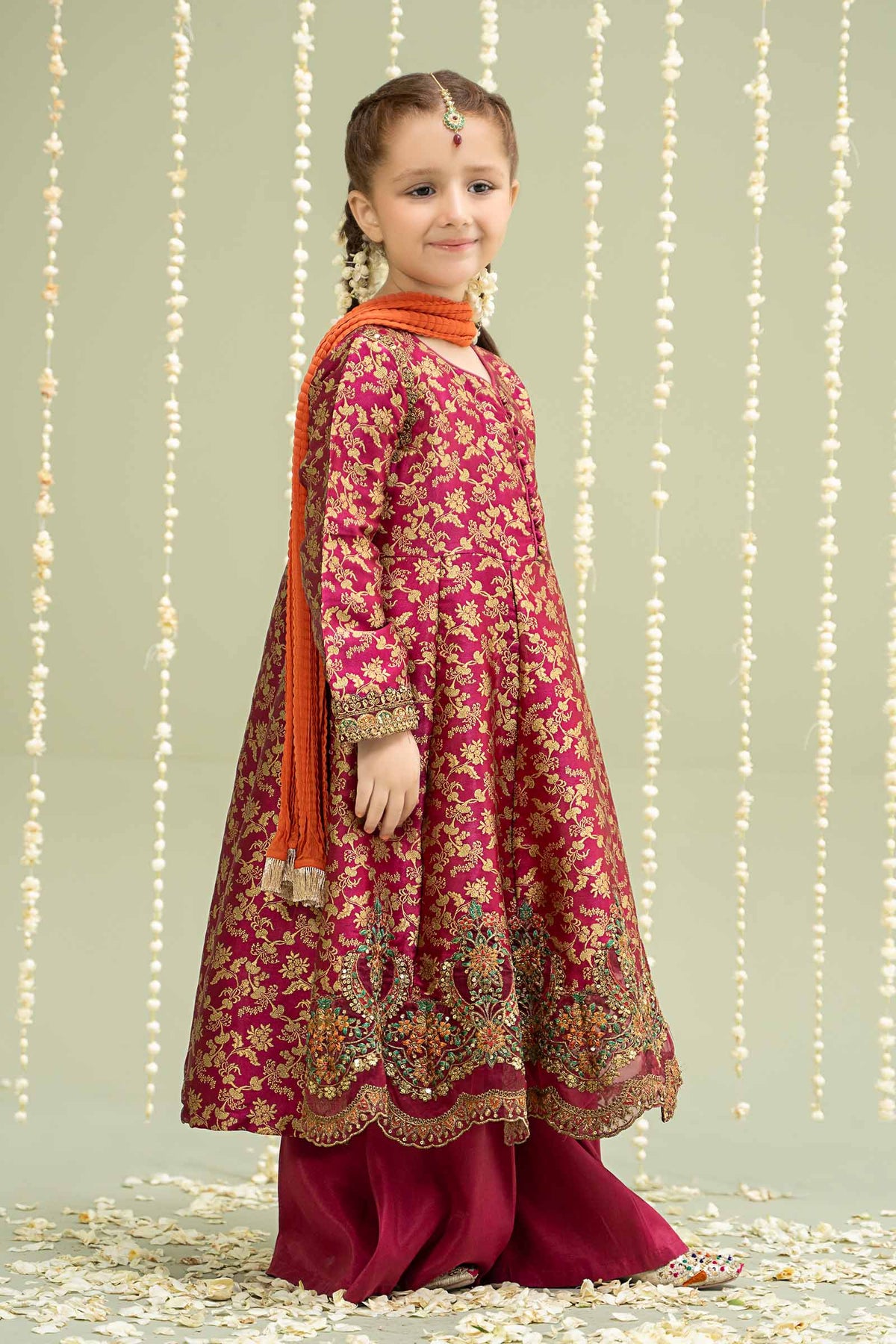 Maria B | 3 Piece Embroidered Jamawar Suit | MKS-W24-30 by Maria Faisal - Registered Vendor of : Maria B - type : Kids Clothes - 100% original wedding dresses