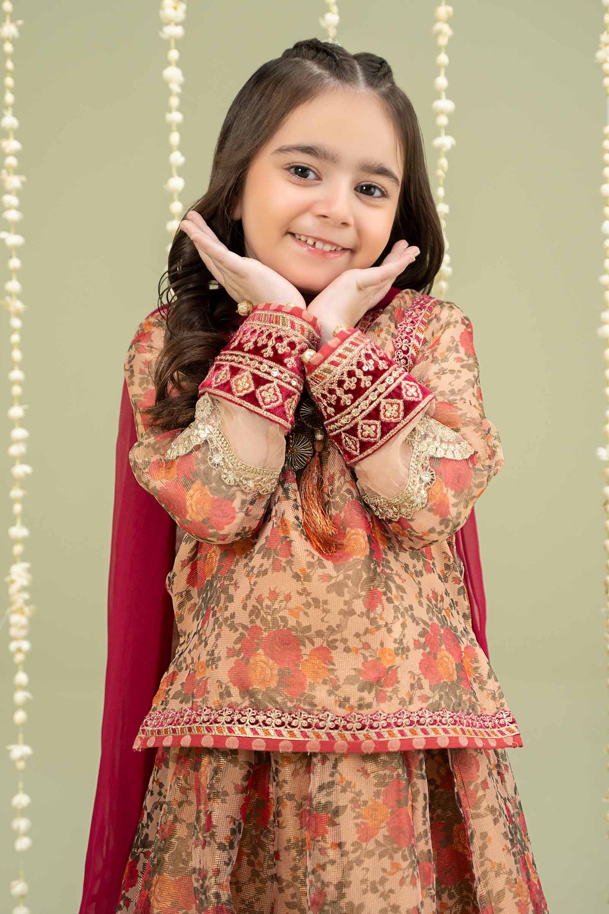 Maria B | 3 Piece Embroidered Cotton Maoori Net Suit | MKS-W24-35 by Maria Faisal - Registered Vendor of : Maria B - type : Kids Clothes - 100% original wedding dresses