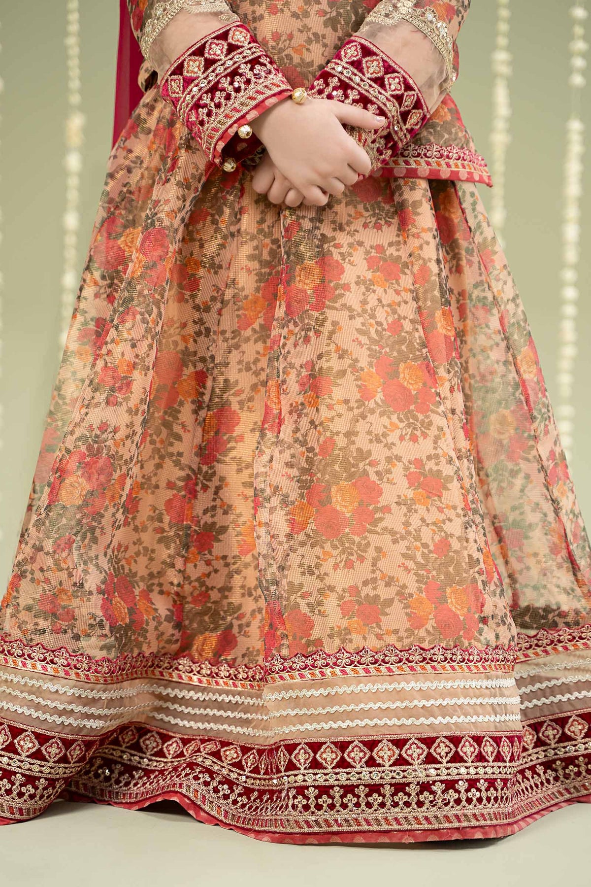 Maria B | 3 Piece Embroidered Cotton Maoori Net Suit | MKS-W24-35 by Maria Faisal - Registered Vendor of : Maria B - type : Kids Clothes - 100% original wedding dresses