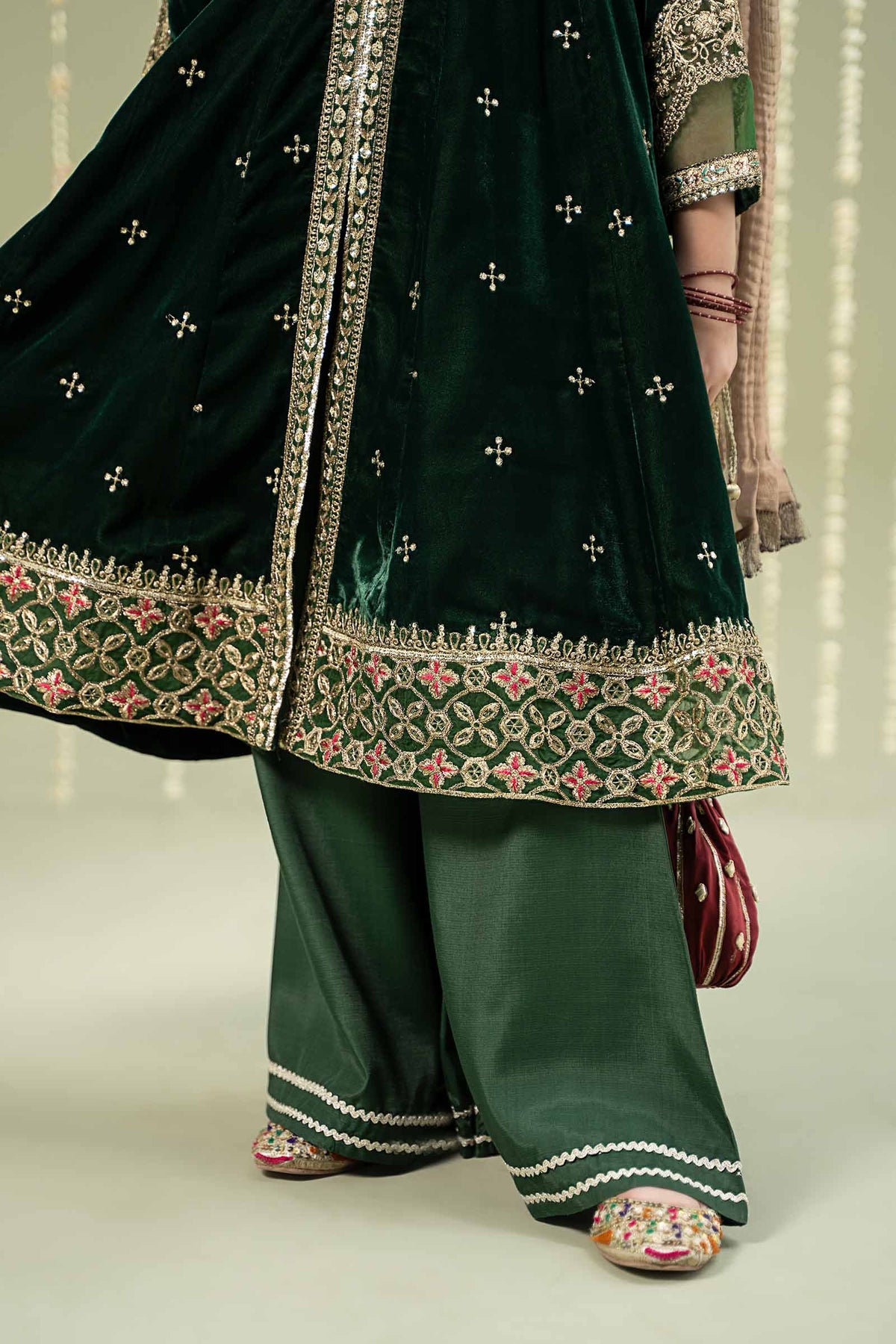 Maria B | 3 Piece Embroidered Velvet Suit | MKS-W24-40 by Maria Faisal - Registered Vendor of : Maria B - type : Kids Clothes - 100% original wedding dresses