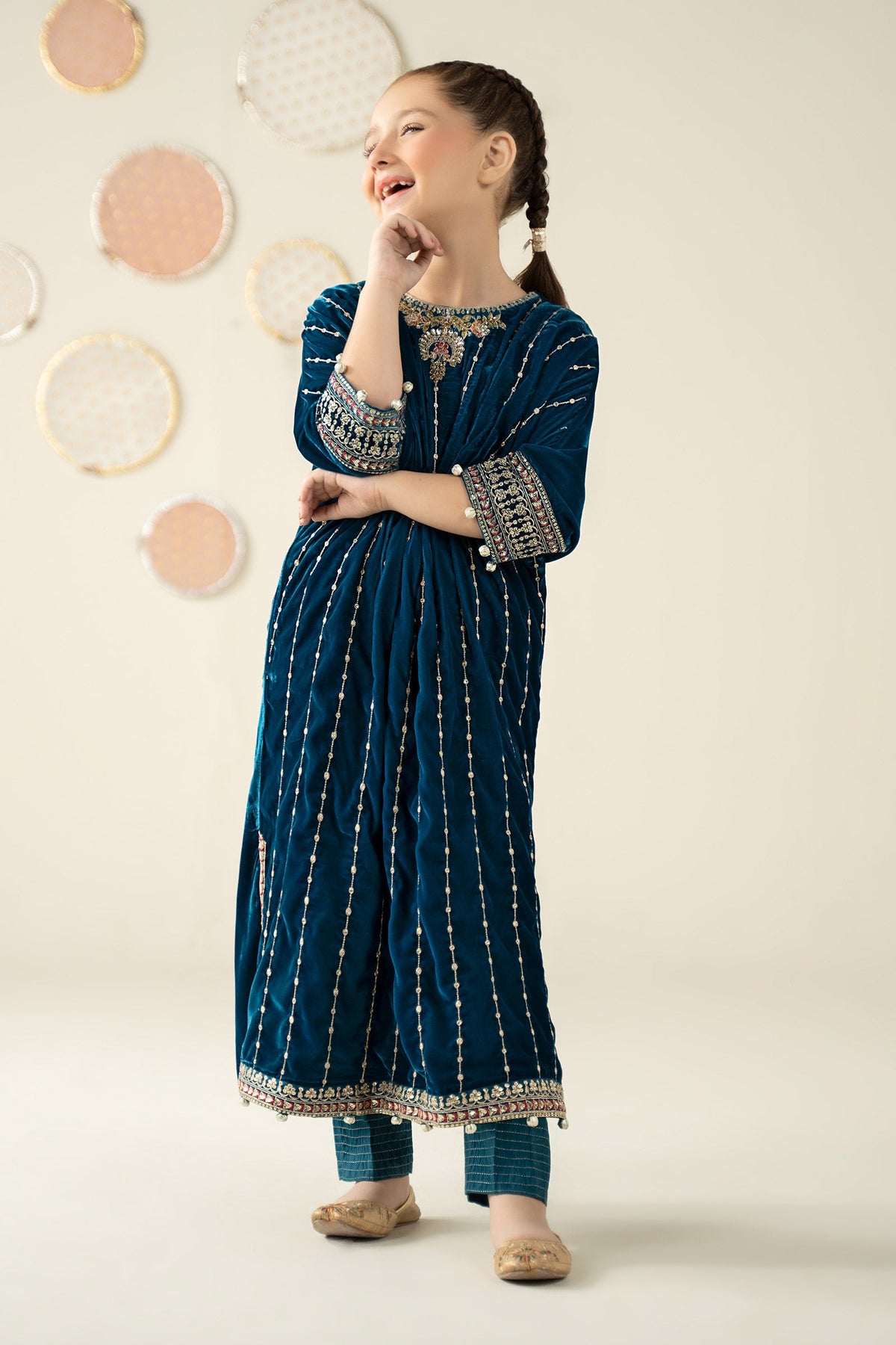 2 Piece Embroidered Velvet Suit - Kids Clothes - available at Maria Faisal in UK and USA