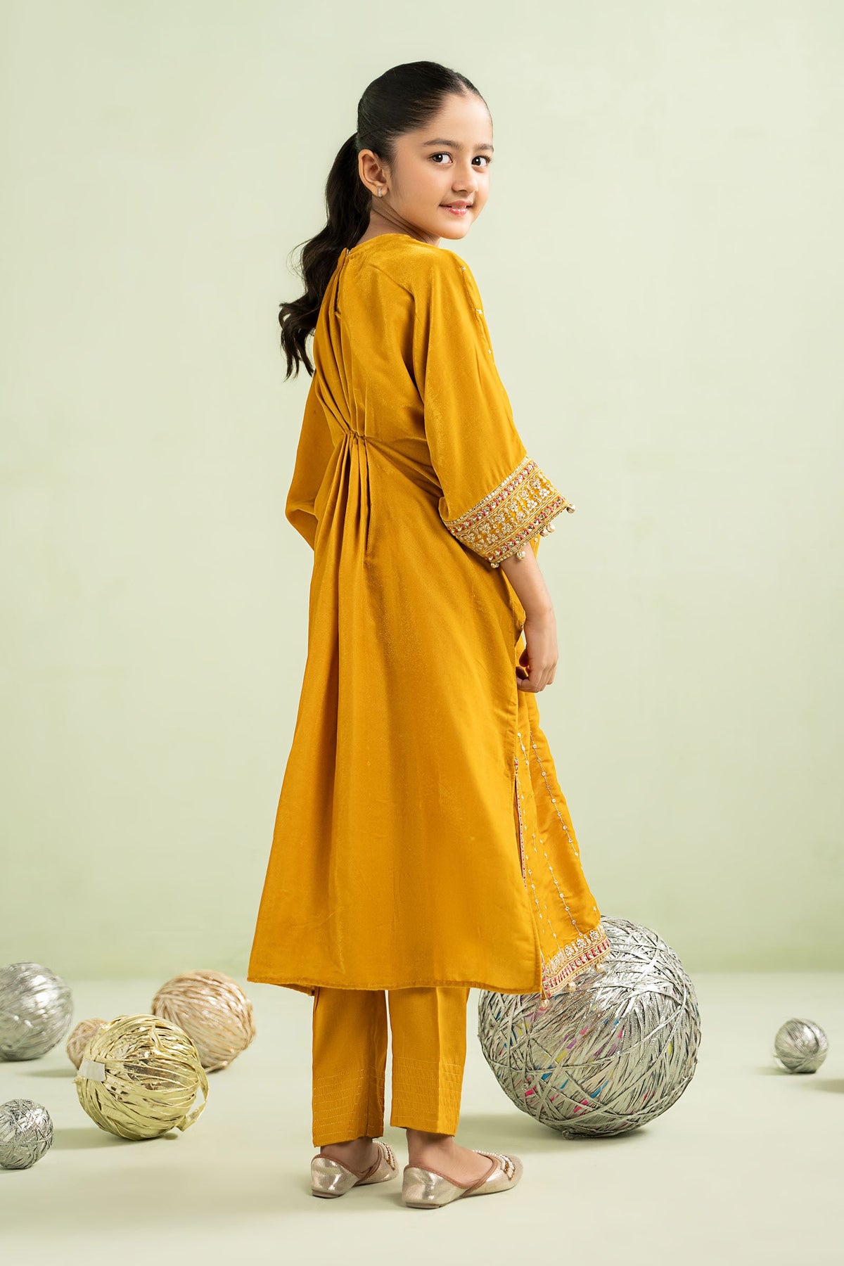 2 Piece Embroidered Velvet Suit - Kids Clothing - available at Maria Faisal in UK and USA.