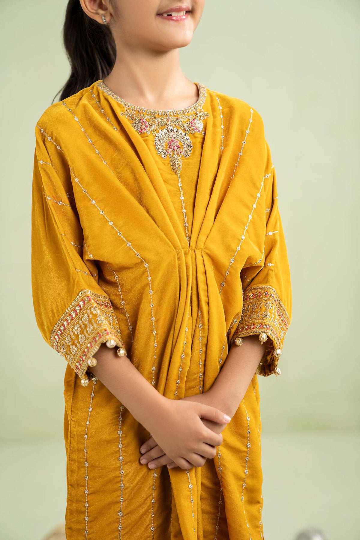 2 Piece Embroidered Velvet Suit - Kids Clothing - available at Maria Faisal in UK and USA.