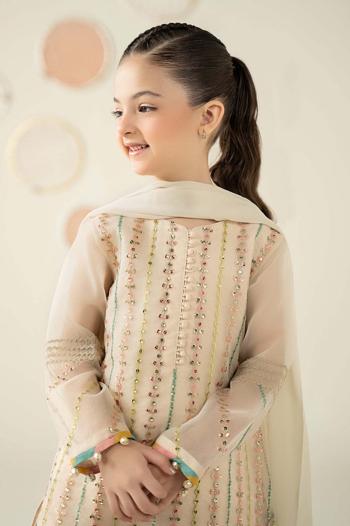 3 Piece Embroidered Organza Suit - Kids Clothes - available at Maria Faisal in UK and USA