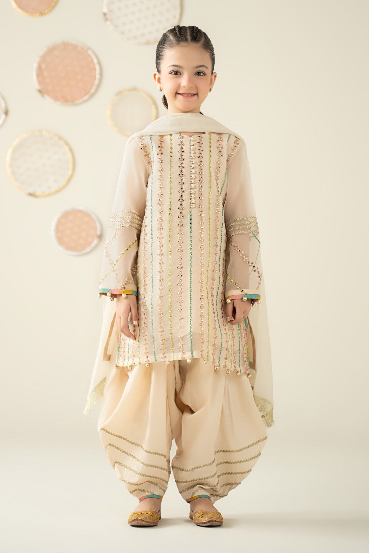 3 Piece Embroidered Organza Suit - Kids Clothes - available at Maria Faisal in UK and USA