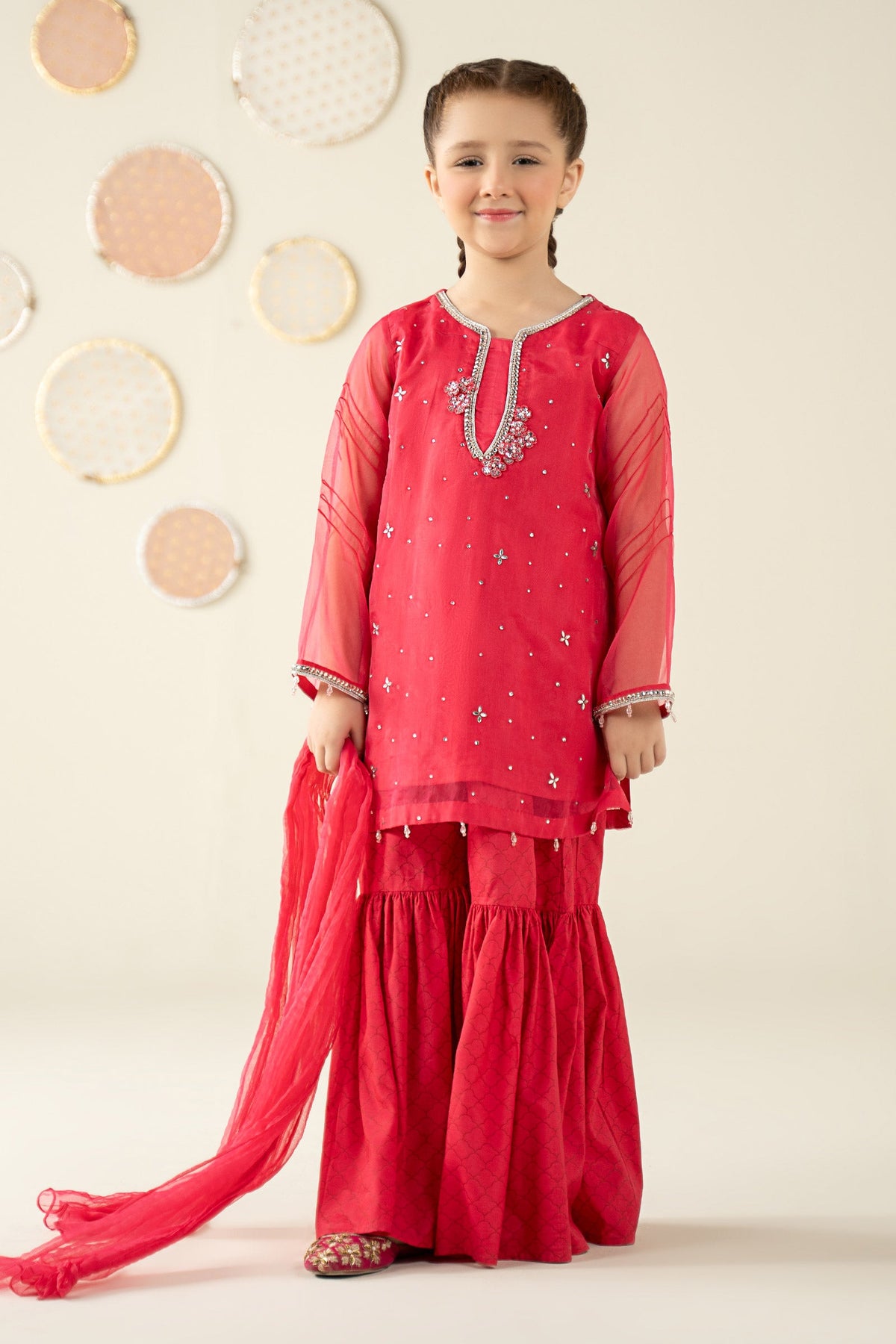 3 Piece Embellished Organza Suit - Kids Clothing - available at Maria Faisal in UK and USA.