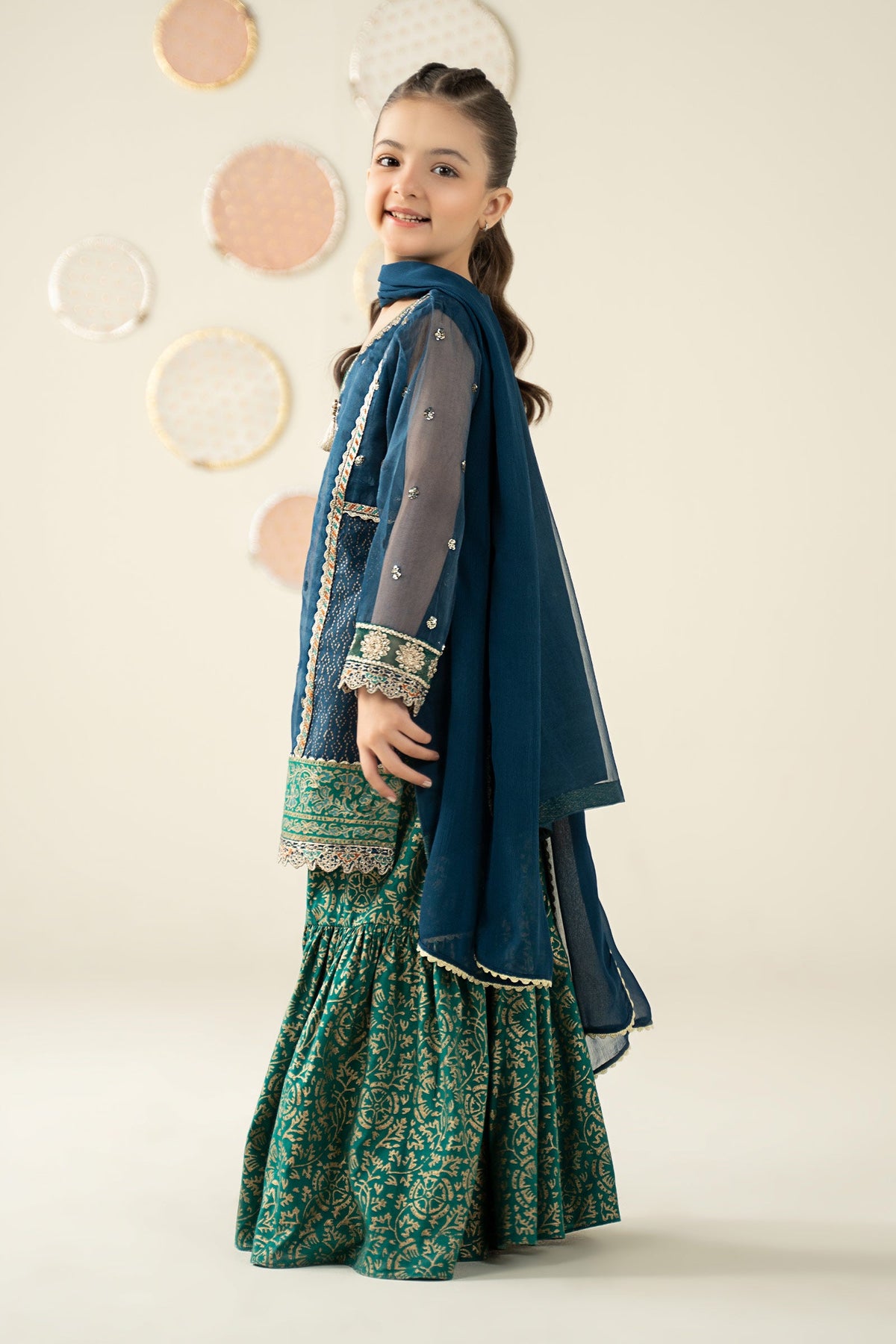 3 Piece Embroidered Organza Suit - Kids Clothing - available at Maria Faisal in UK and USA.