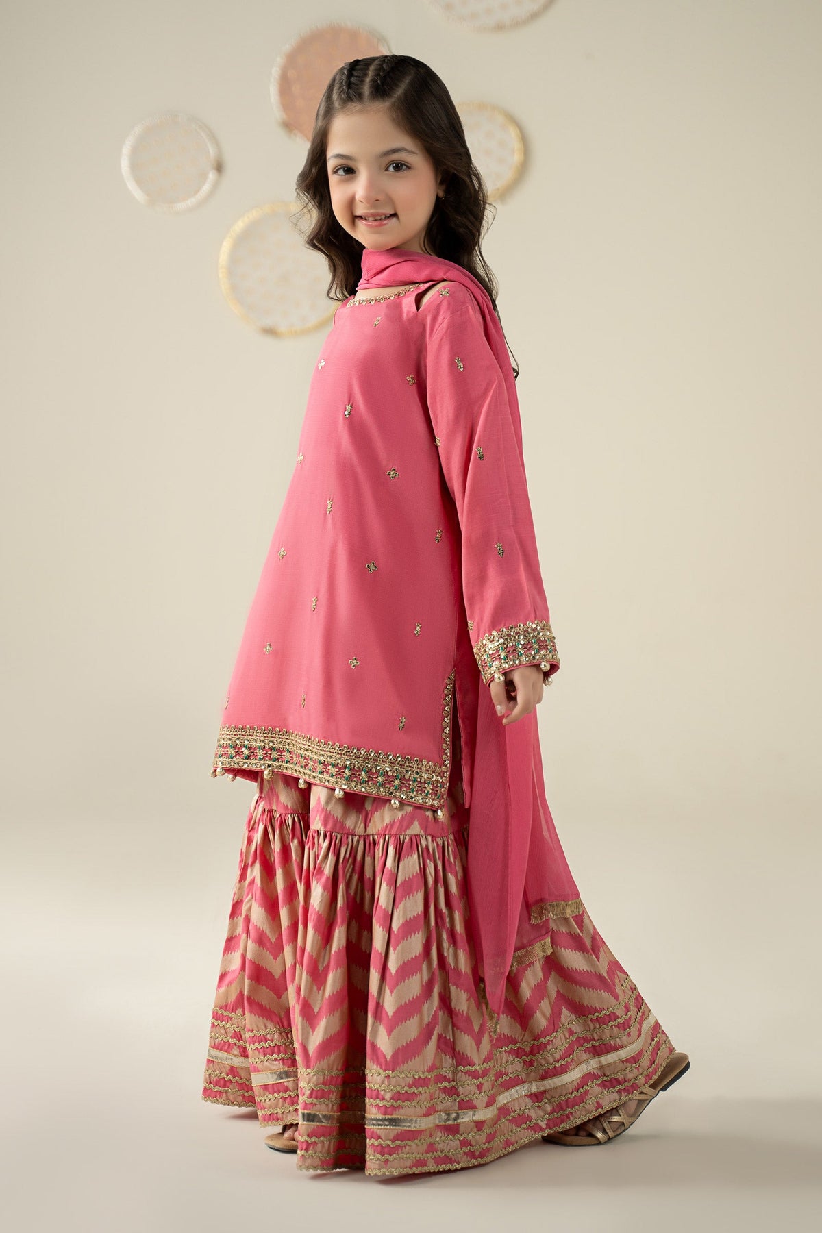 3 Piece Embroidered Raw Silk Suit - Kids Clothes - available at Maria Faisal in UK and USA