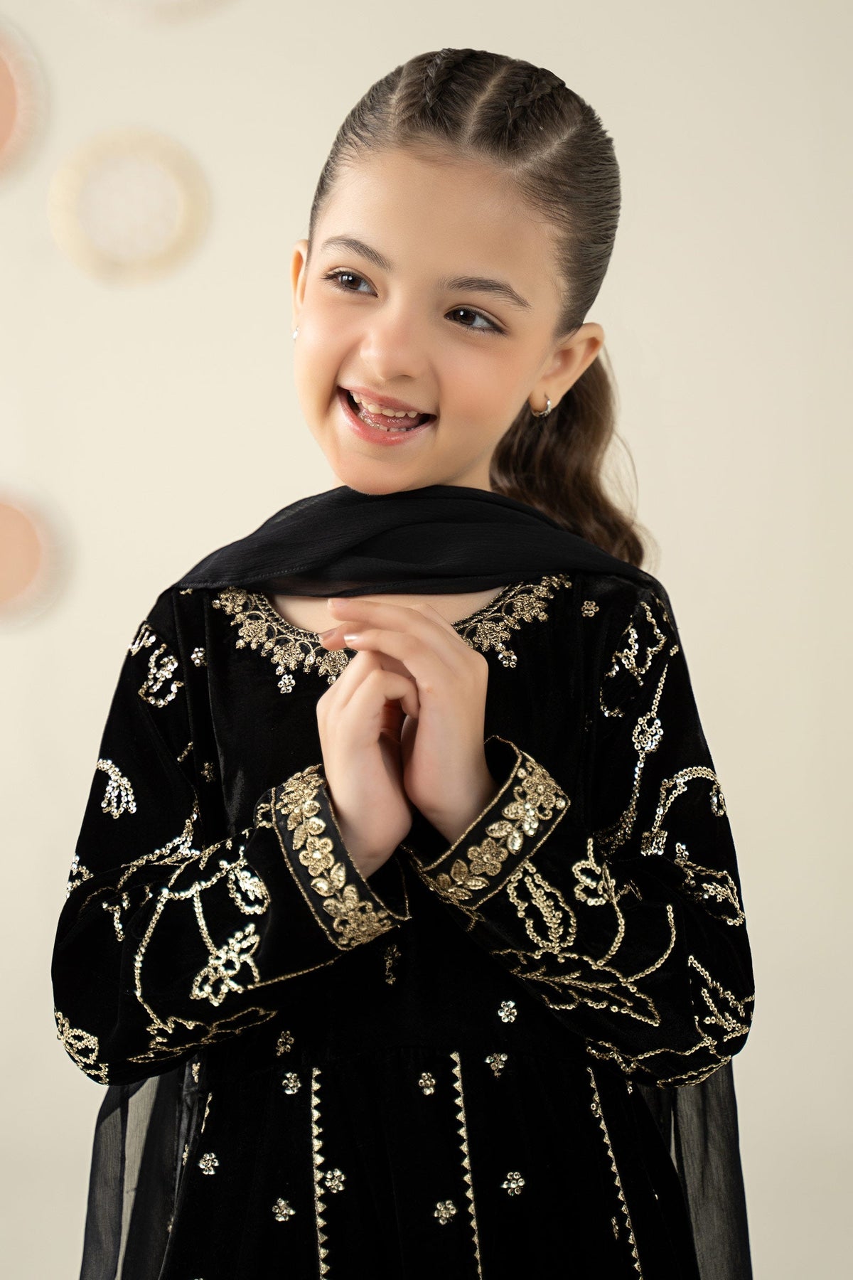 3 Piece Embroidered Velvet Suit - Kids Clothes - available at Maria Faisal in UK and USA