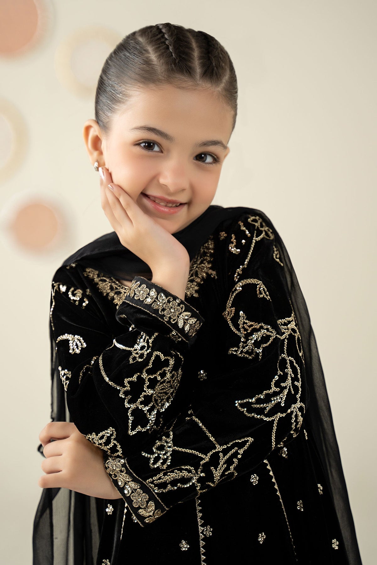 3 Piece Embroidered Velvet Suit - Kids Clothes - available at Maria Faisal in UK and USA