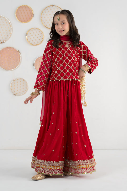 3 Piece Embroidered Velvet Suit - Kids Clothing - available at Maria Faisal in UK and USA.