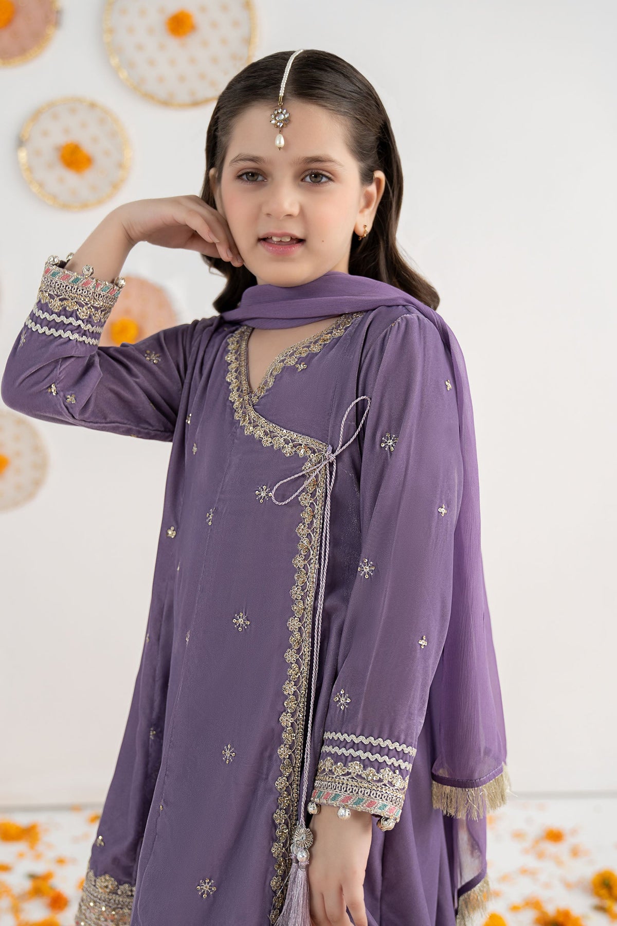 3 Piece Embroidered Velvet Suit - Kids Clothing - available at Maria Faisal in UK and USA.