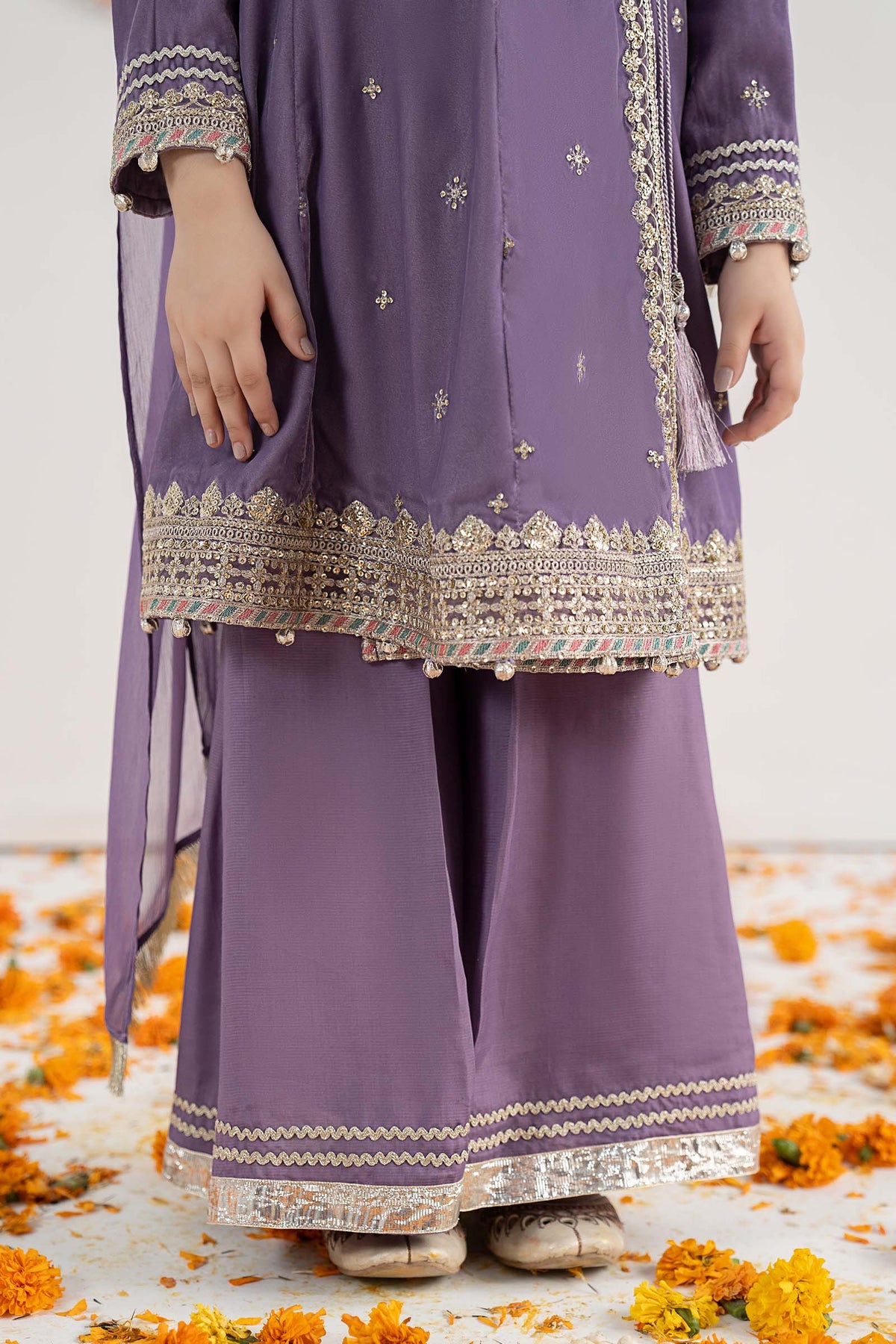 3 Piece Embroidered Velvet Suit - Kids Clothing - available at Maria Faisal in UK and USA.