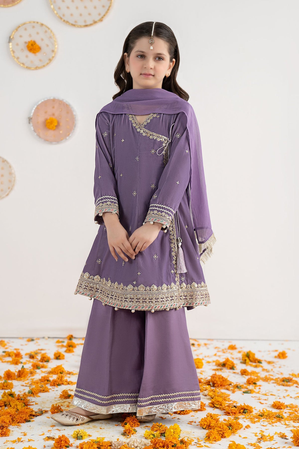 3 Piece Embroidered Velvet Suit - Kids Clothing - available at Maria Faisal in UK and USA.