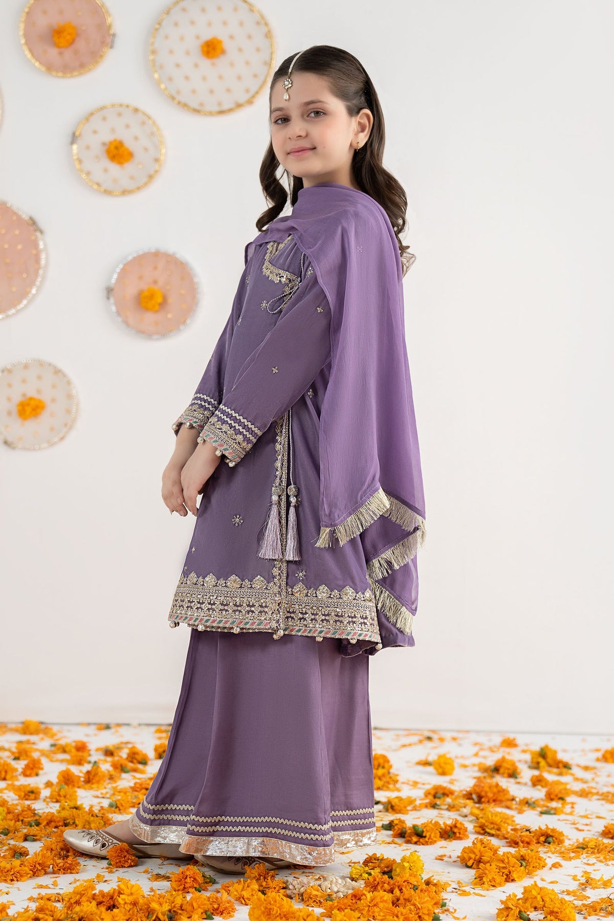 3 Piece Embroidered Velvet Suit - Kids Clothing - available at Maria Faisal in UK and USA.