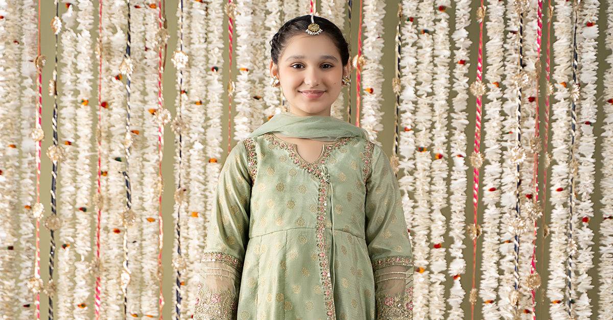 Maria B | 3 Piece Embroidered Cotton Lurex Suit | MKS-EF25-12 by Maria Faisal - Registered Vendor of : Maria B - type : Kids Clothes - 100% original wedding dresses