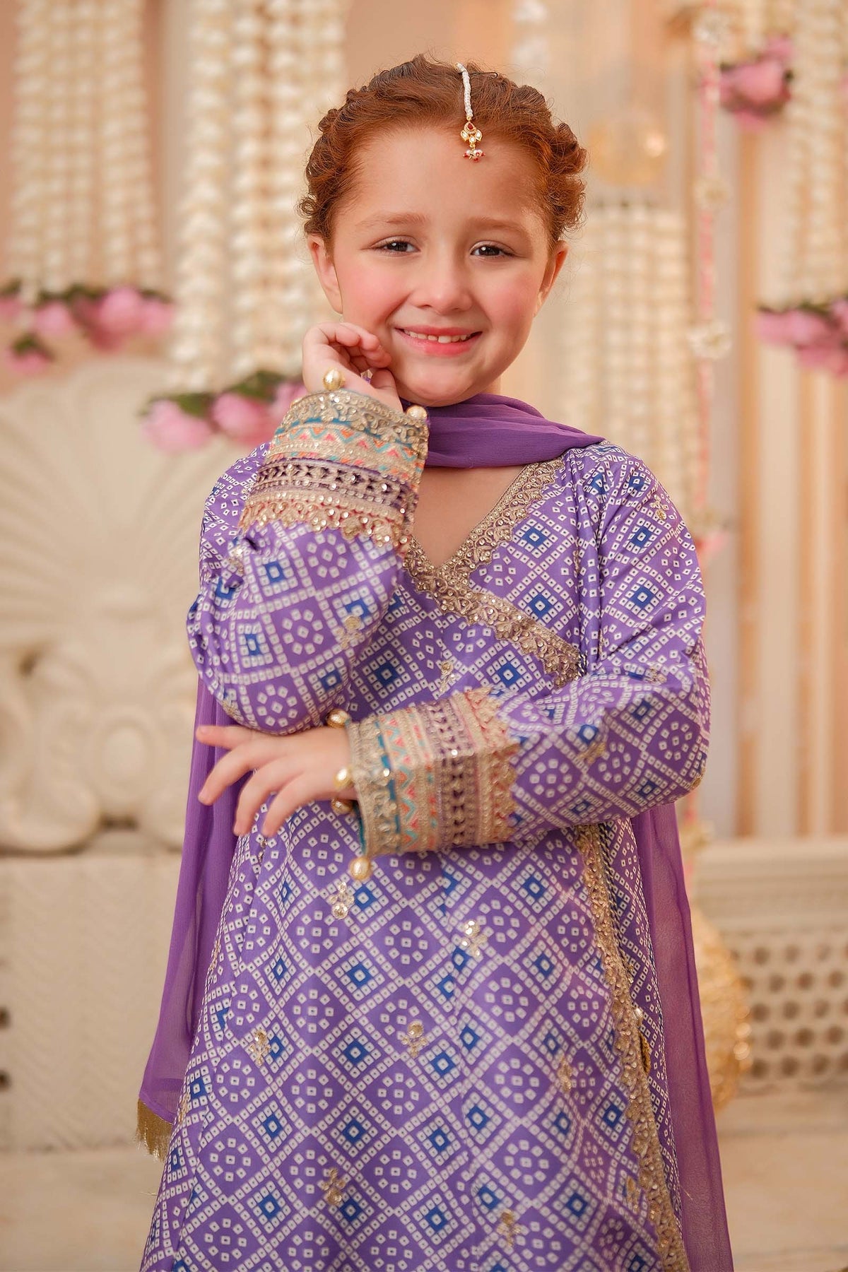 Maria B | 3 Piece Embroidered Raw Silk Suit | MKS-W24-20 by Maria Faisal - Registered Vendor of : Maria B - type : Kids Clothes - 100% original wedding dresses