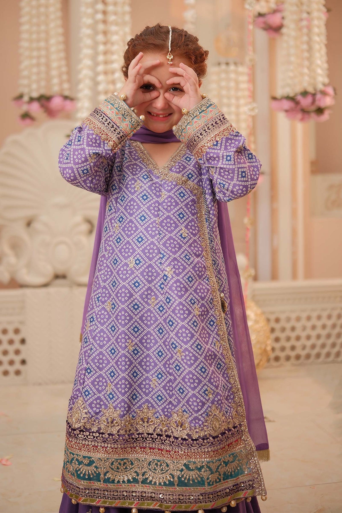 Maria B | 3 Piece Embroidered Raw Silk Suit | MKS-W24-20 by Maria Faisal - Registered Vendor of : Maria B - type : Kids Clothes - 100% original wedding dresses