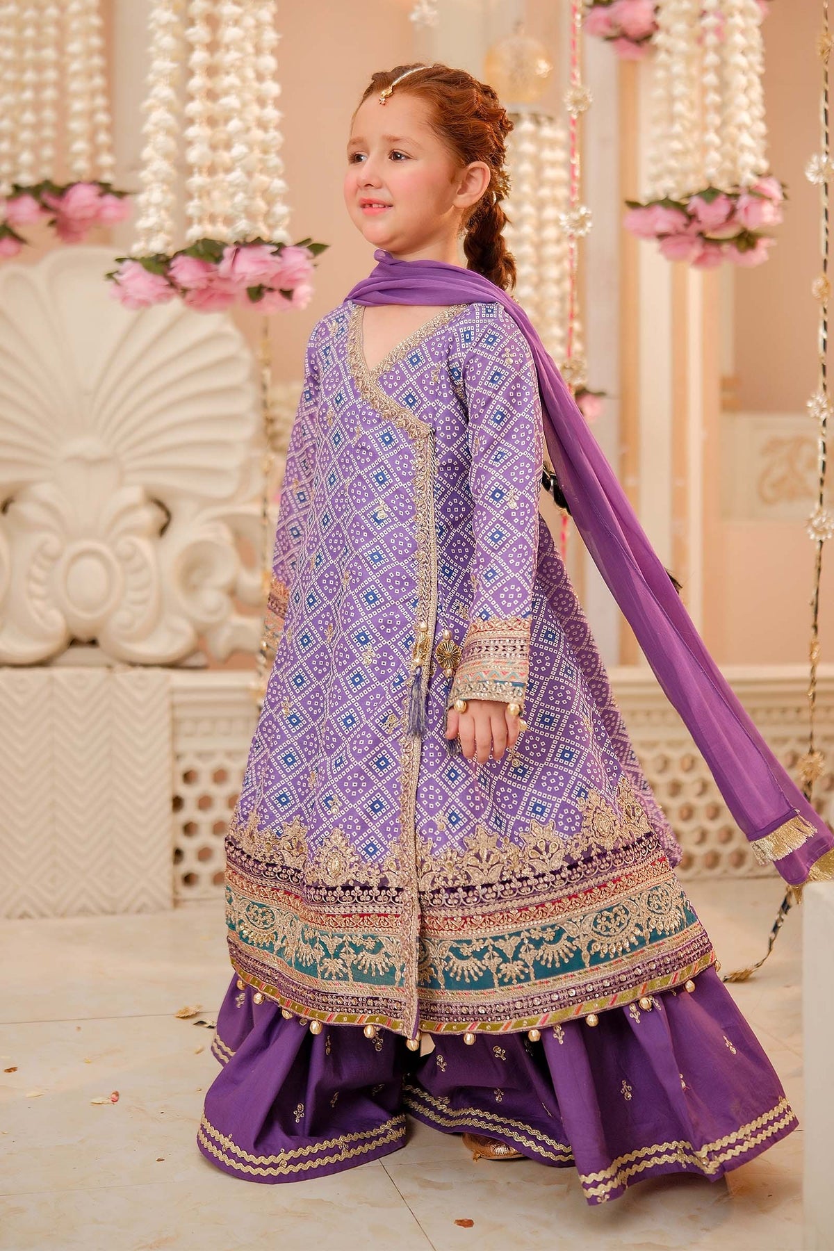 Maria B | 3 Piece Embroidered Raw Silk Suit | MKS-W24-20 by Maria Faisal - Registered Vendor of : Maria B - type : Kids Clothes - 100% original wedding dresses
