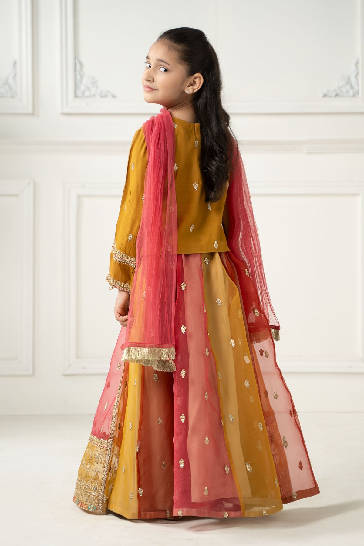 3 Piece Embroidered Raw Silk Suit - Kids Clothes - available at Maria Faisal in UK and USA