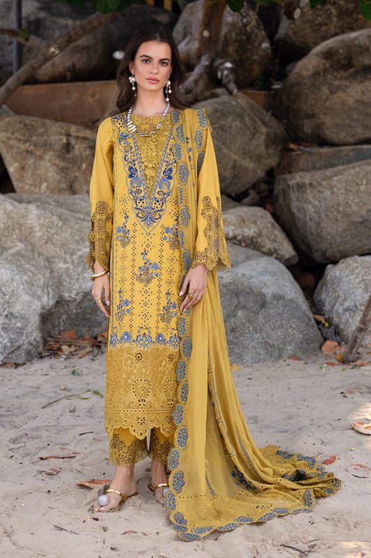 Marjjan | Mavi Lawn | MLL-23 B (MUSTARD) - Ladies Clothes - Maria Faisal