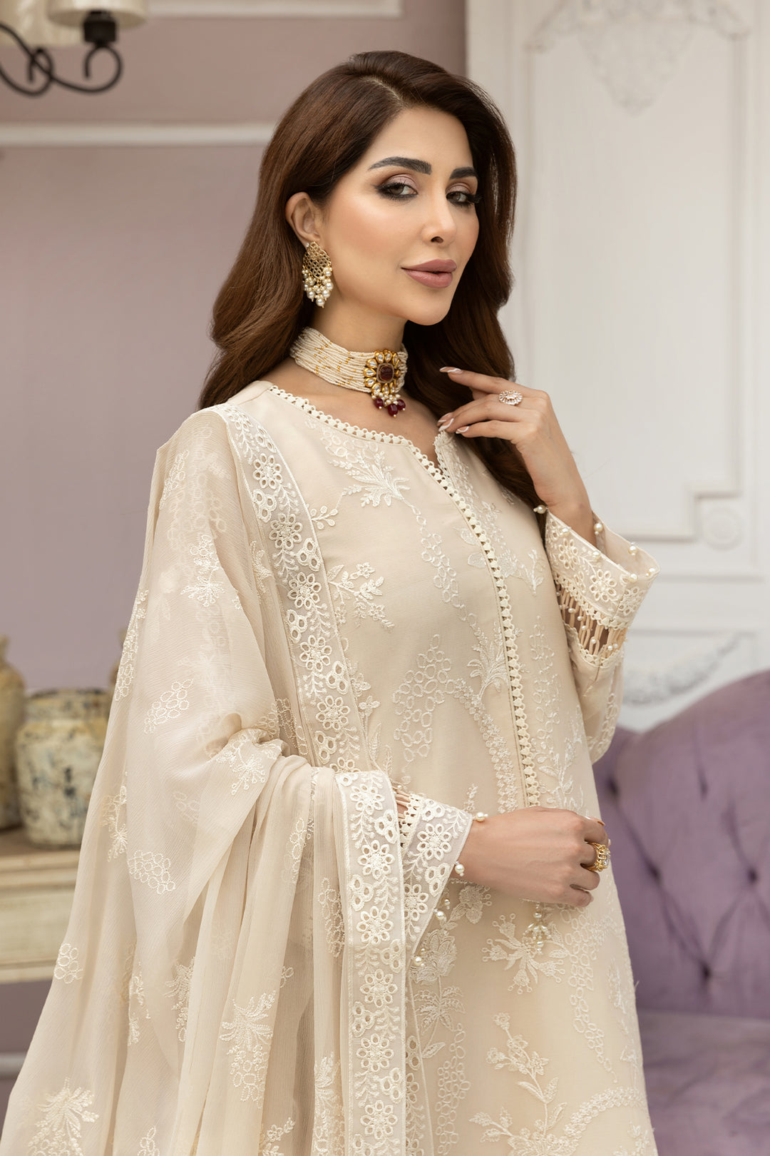 Alizeh | Formal Collection | Motiya - Designer Dress with Intricate embroidery and embellishments. Shop elegent wedding dress at Maria Faisal.