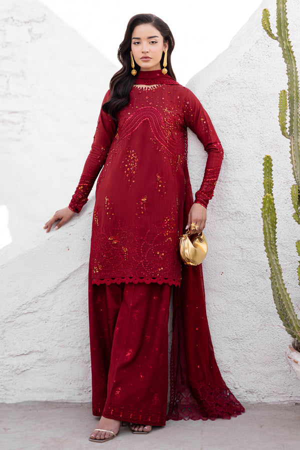 Marjjan | Elyna Lawn | SACRLET MP-48 (RED) - Ladies Clothes - Maria Faisal