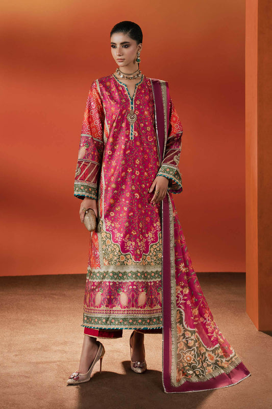 Maria B | Silk Prints | Satin Silk Suit SS-01 - Luxury Dress - available at Maria Faisal in UK and USA.