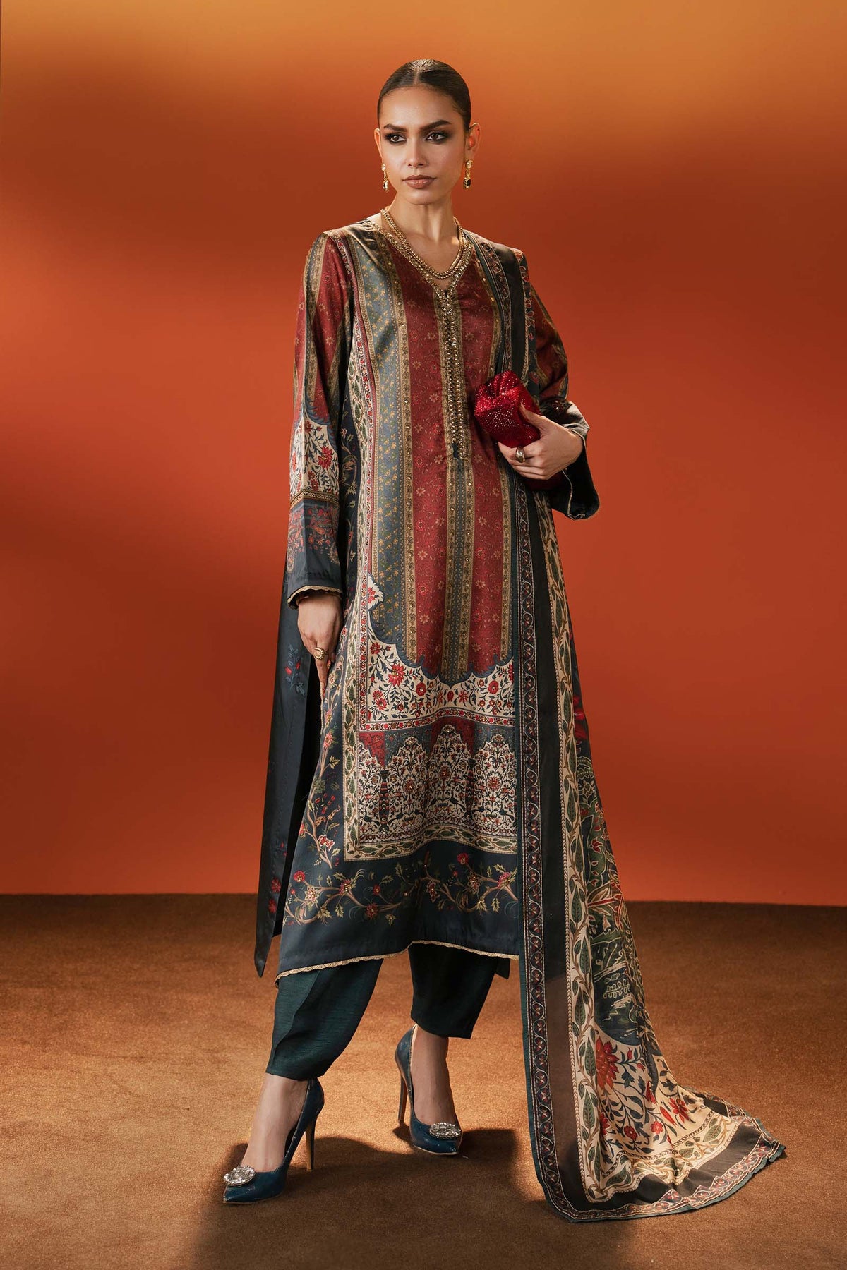 Maria B | Eid Collection 2026 | Mps-Ef26-04 Teal - Luxury Dress - available at Maria Faisal in UK and USA.