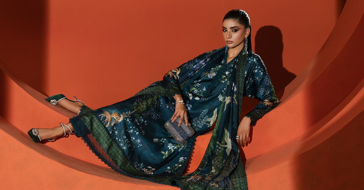 Maria B | Eid Collection 2026 | Mps-Ef26-05 Teal - Luxury Dress - available at Maria Faisal in UK and USA.