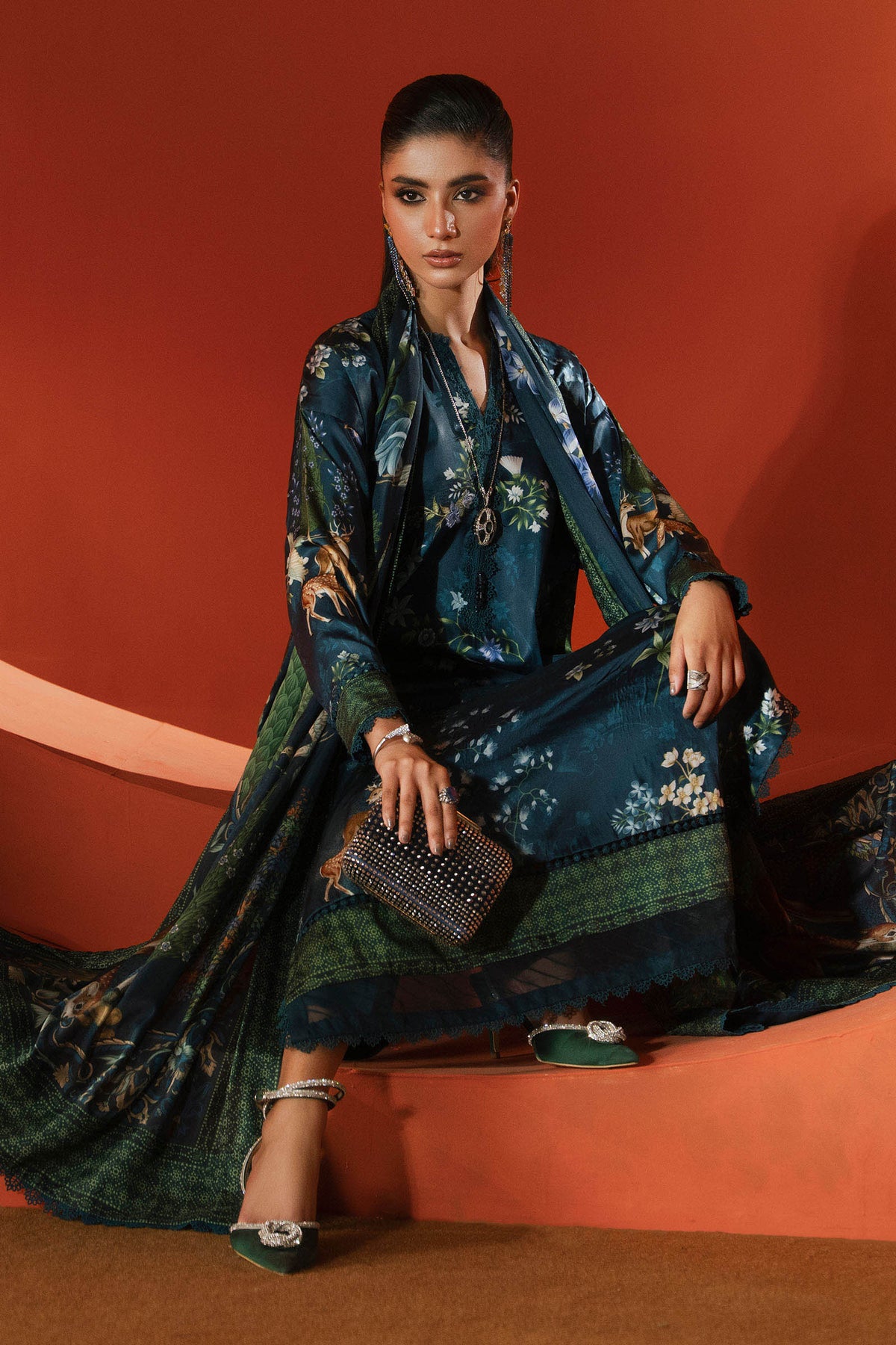 Maria B | Eid Collection 2026 | Mps-Ef26-05 Teal - Luxury Dress - available at Maria Faisal in UK and USA.