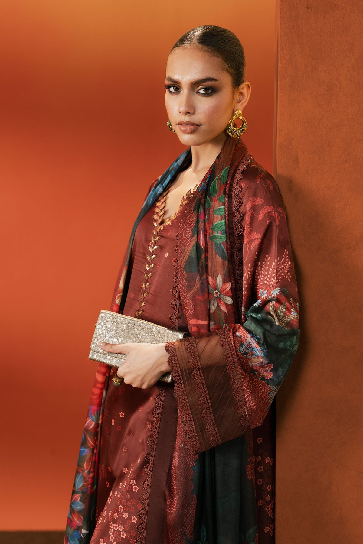 Maria B | Eid Collection 2026 | Mps-Ef26-08 Maroon - Luxury Dress - available at Maria Faisal in UK and USA.