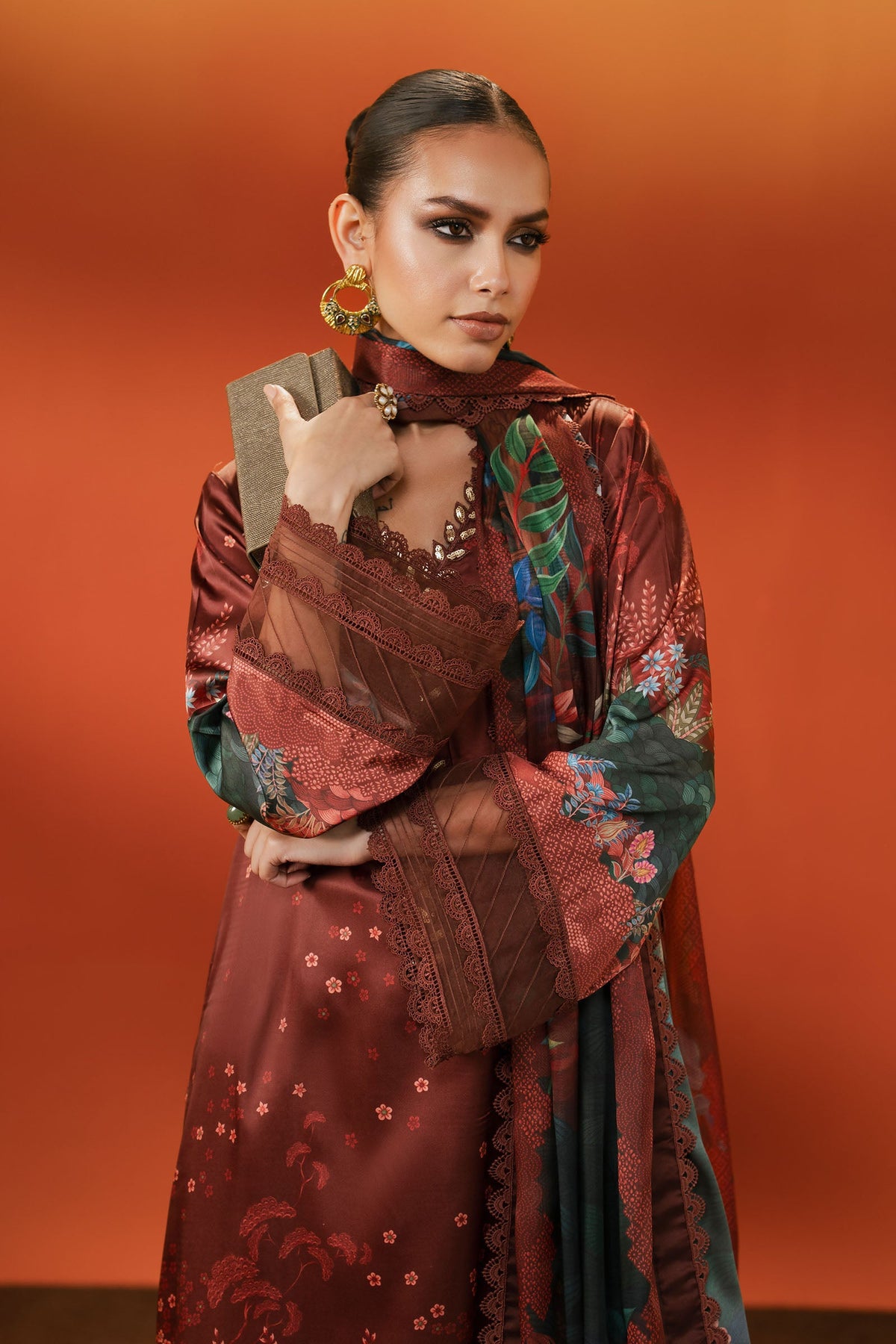 Maria B | Eid Collection 2026 | Mps-Ef26-08 Maroon - Luxury Dress - available at Maria Faisal in UK and USA.