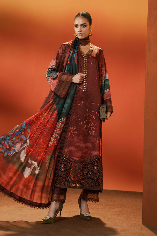Maria B | Eid Collection 2026 | Mps-Ef26-08 Maroon - Luxury Dress - available at Maria Faisal in UK and USA.
