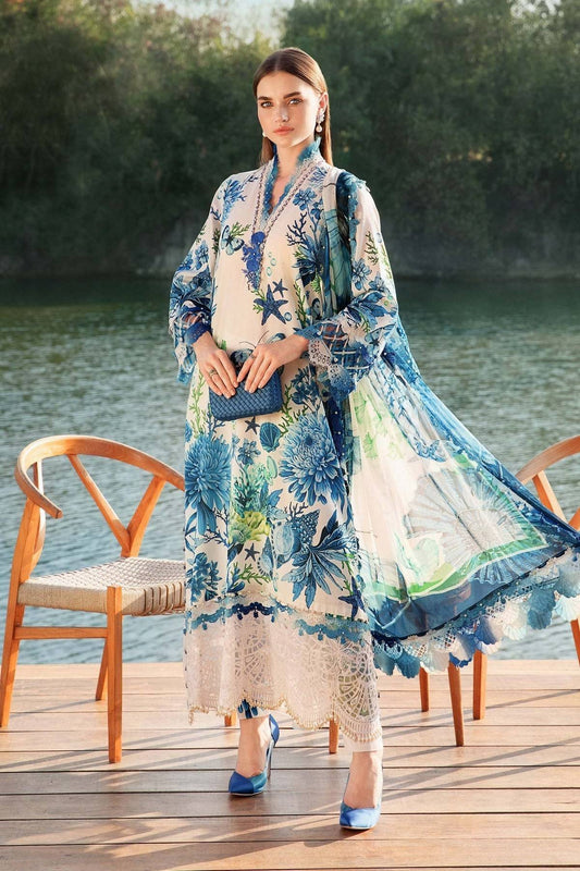 Maria B | M Prints 25 | MPT-2510-B by Maria Faisal - Registered Vendor of : Maria B - type : Ladies Clothes - 100% original wedding dresses