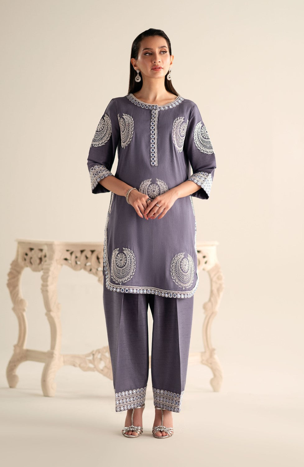Maryum N Maria | Lagom Ready to Wear | ORCHID - MS-24218 - Designer Dress with Intricate embroidery and embellishments. Shop elegent wedding dress at Maria Faisal.