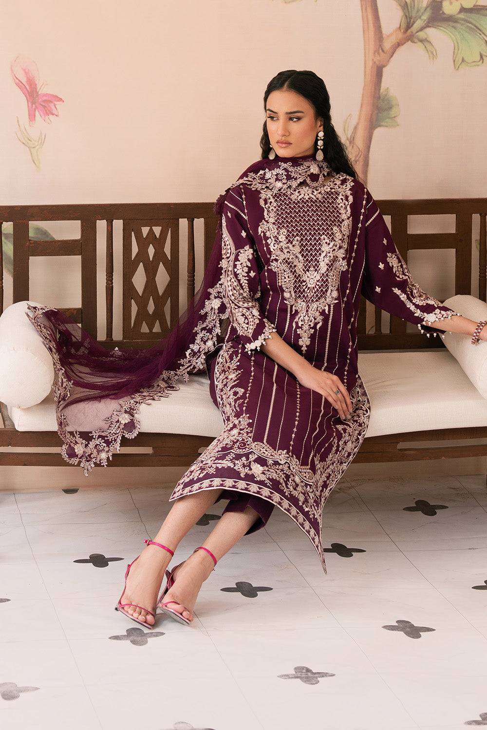 Maryum N Maria | Eid Luxury Lawn 25 | ALALEH - MS50163 by Maria Faisal - Registered Vendor of : Maryum N Maria - type : Ladies Clothes - 100% original wedding dresses