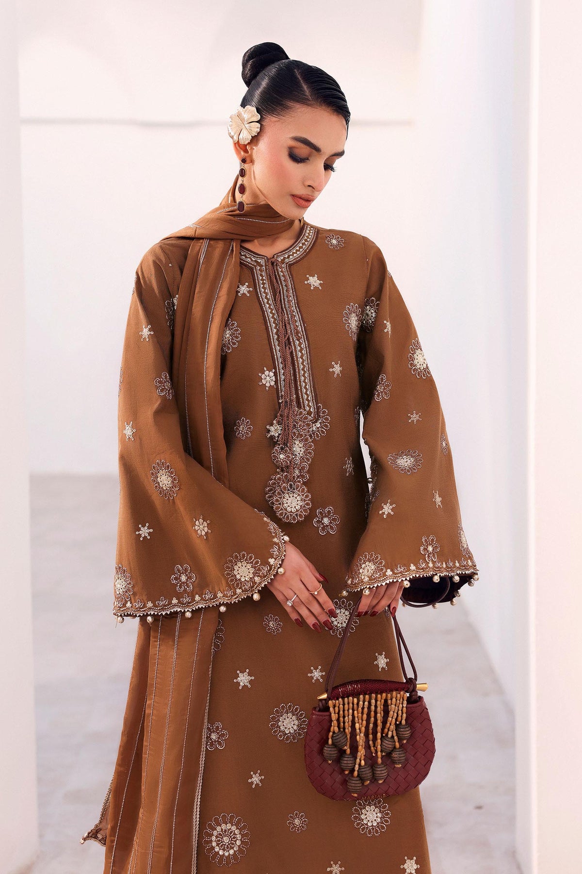Maria B | Eid Collection 2026 | Mst-Ef26-08 Brown - Luxury Dress - available at Maria Faisal in UK and USA.