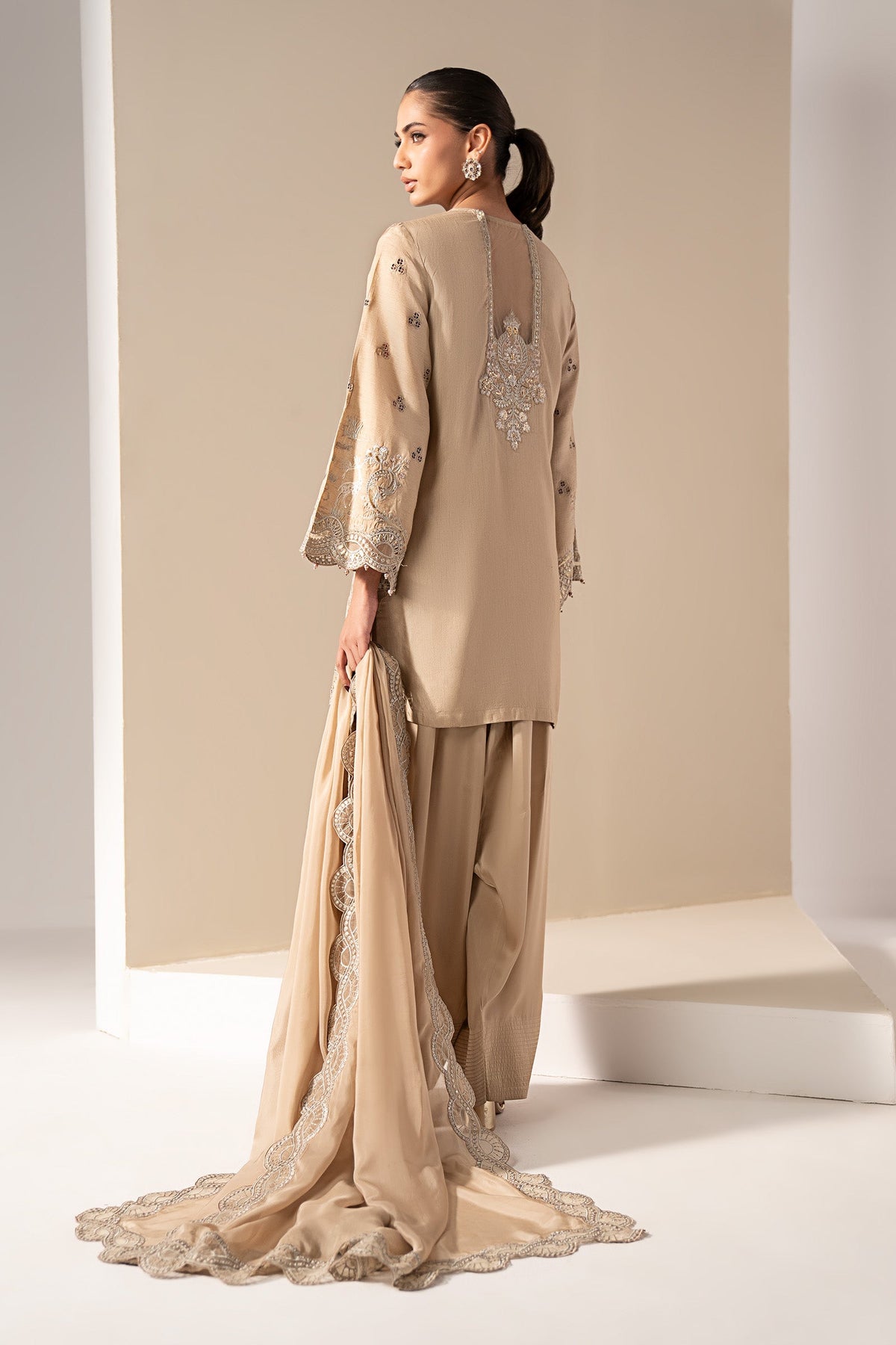Maria B | Eid Collection 2026 | Mst-Ef26-33 Beige - Luxury Dress - available at Maria Faisal in UK and USA.