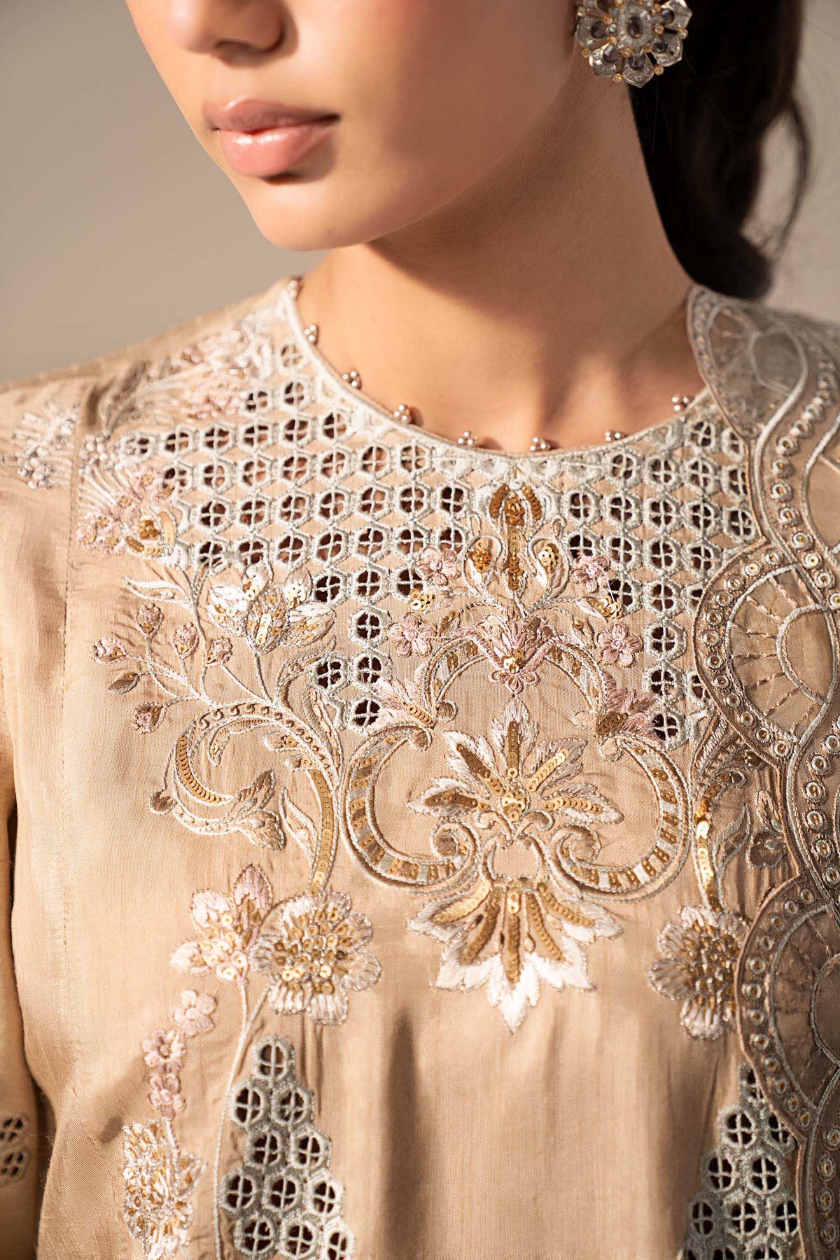 Maria B | Eid Collection 2026 | Mst-Ef26-33 Beige - Luxury Dress - available at Maria Faisal in UK and USA.