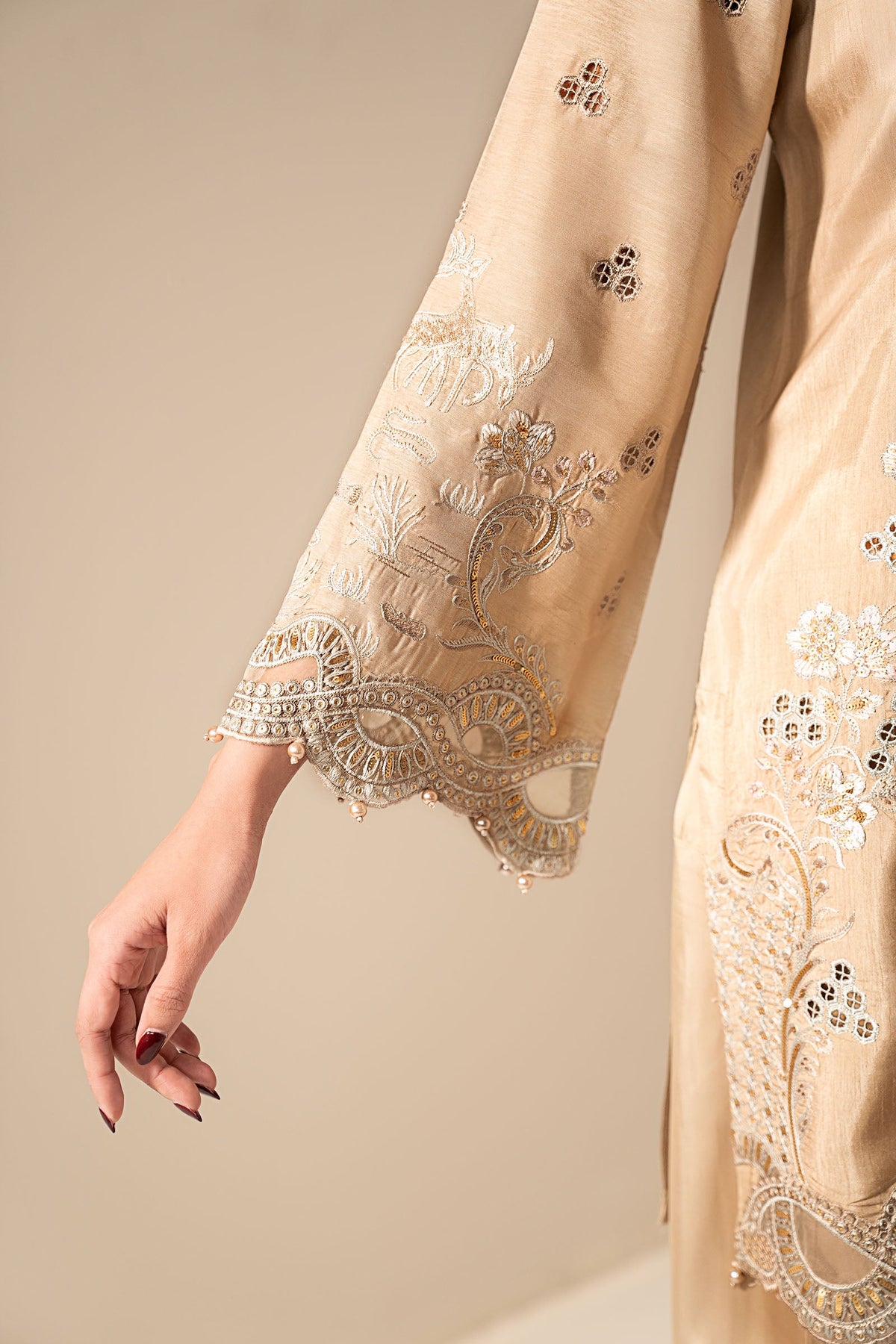 Maria B | Eid Collection 2026 | Mst-Ef26-33 Beige - Luxury Dress - available at Maria Faisal in UK and USA.