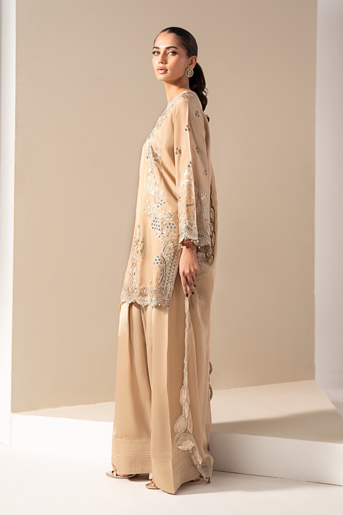 Maria B | Eid Collection 2026 | Mst-Ef26-33 Beige - Luxury Dress - available at Maria Faisal in UK and USA.