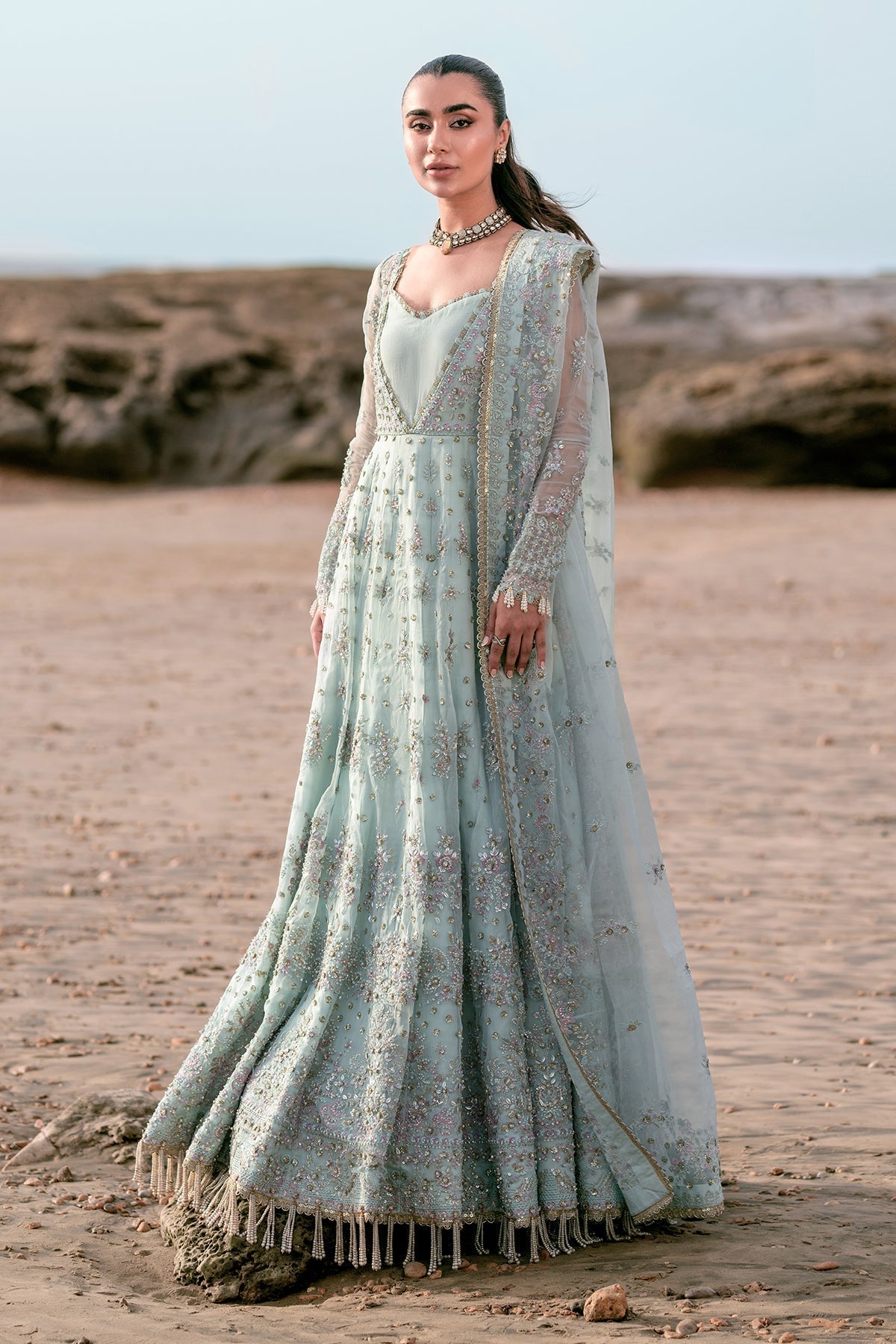 Emaan Adeel | Kamari Reveuse Wedding Formals | LUNYA - Designer Dress with Intricate embroidery and embellishments. Shop elegent wedding dress at Maria Faisal.