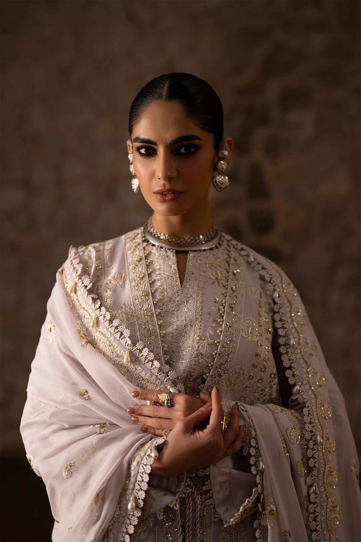 style shirt with culottes - Saad Bin Shahzad | Silk'25 | ADEEN - Festive Dress - available at Maria Faisal in UK and USA.