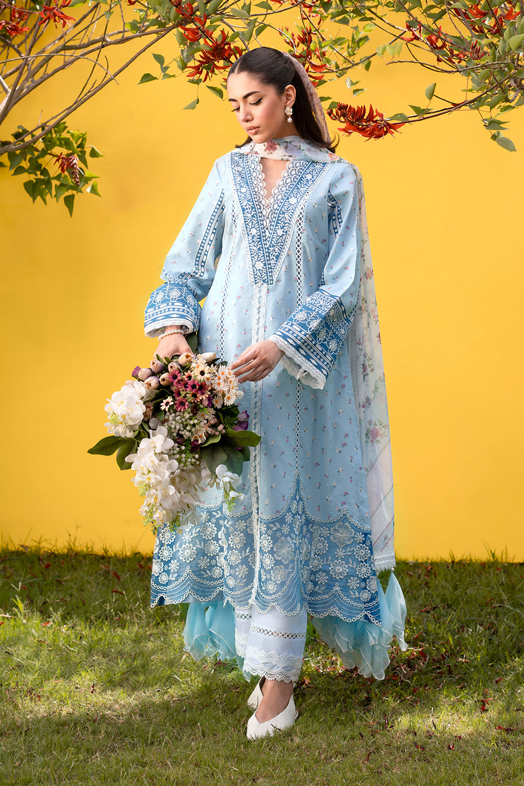 Sardinia | Cocktail Luxury Lawn | BLUEBELLS - Designer Dress with Intricate embroidery and embellishments. Shop elegent wedding dress at Maria Faisal.