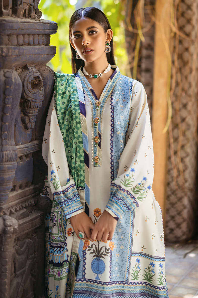 Mushq | Nirvana Silk Edit |  Azure - Designer Dress with Intricate embroidery and embellishments. Shop elegent wedding dress at Maria Faisal.