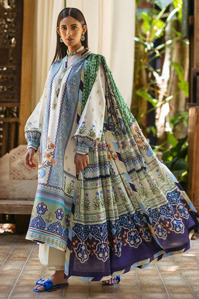 Mushq | Nirvana Silk Edit |  Azure - Designer Dress with Intricate embroidery and embellishments. Shop elegent wedding dress at Maria Faisal.