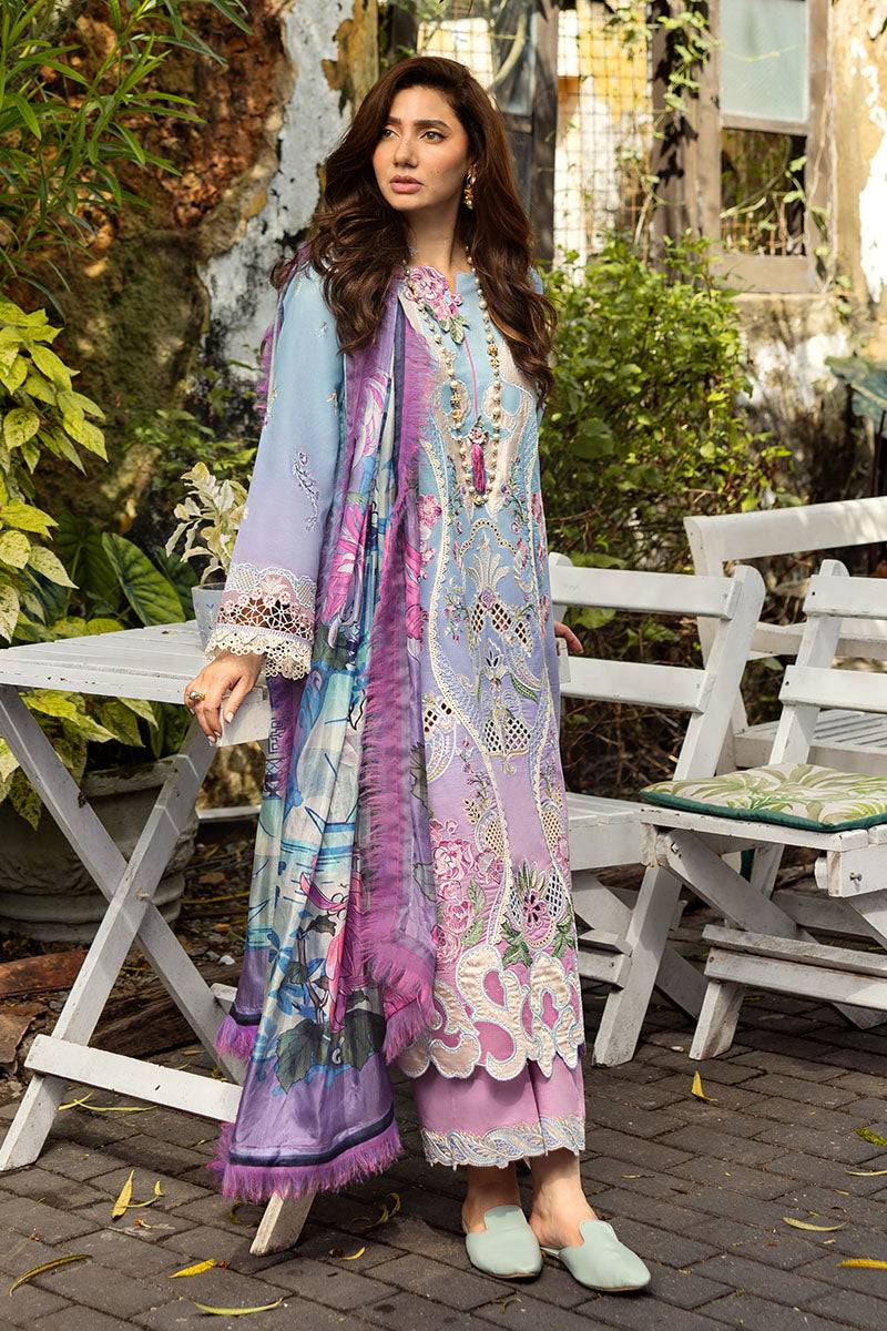 Mushq | Manaram Luxury Lawn 25 | Whispering Melody by Maria Faisal - Registered Vendor of : Mushq - type : Ladies Clothes - 100% original wedding dresses